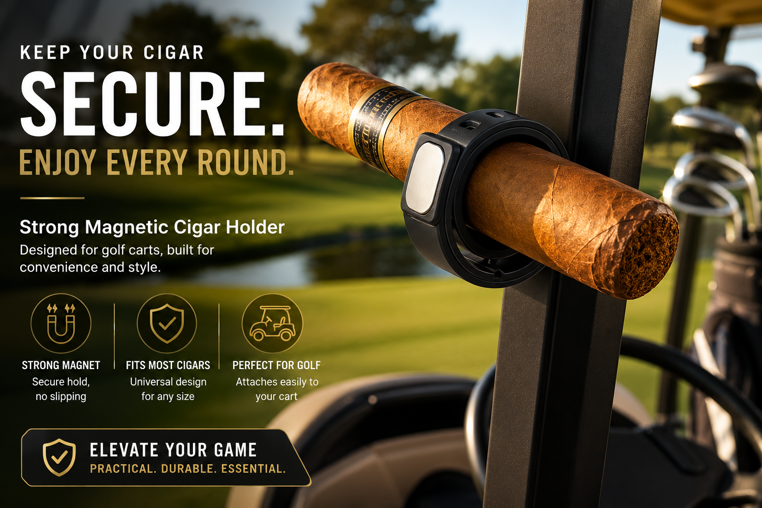 Magnetic Cigar Mount for Golf Carts