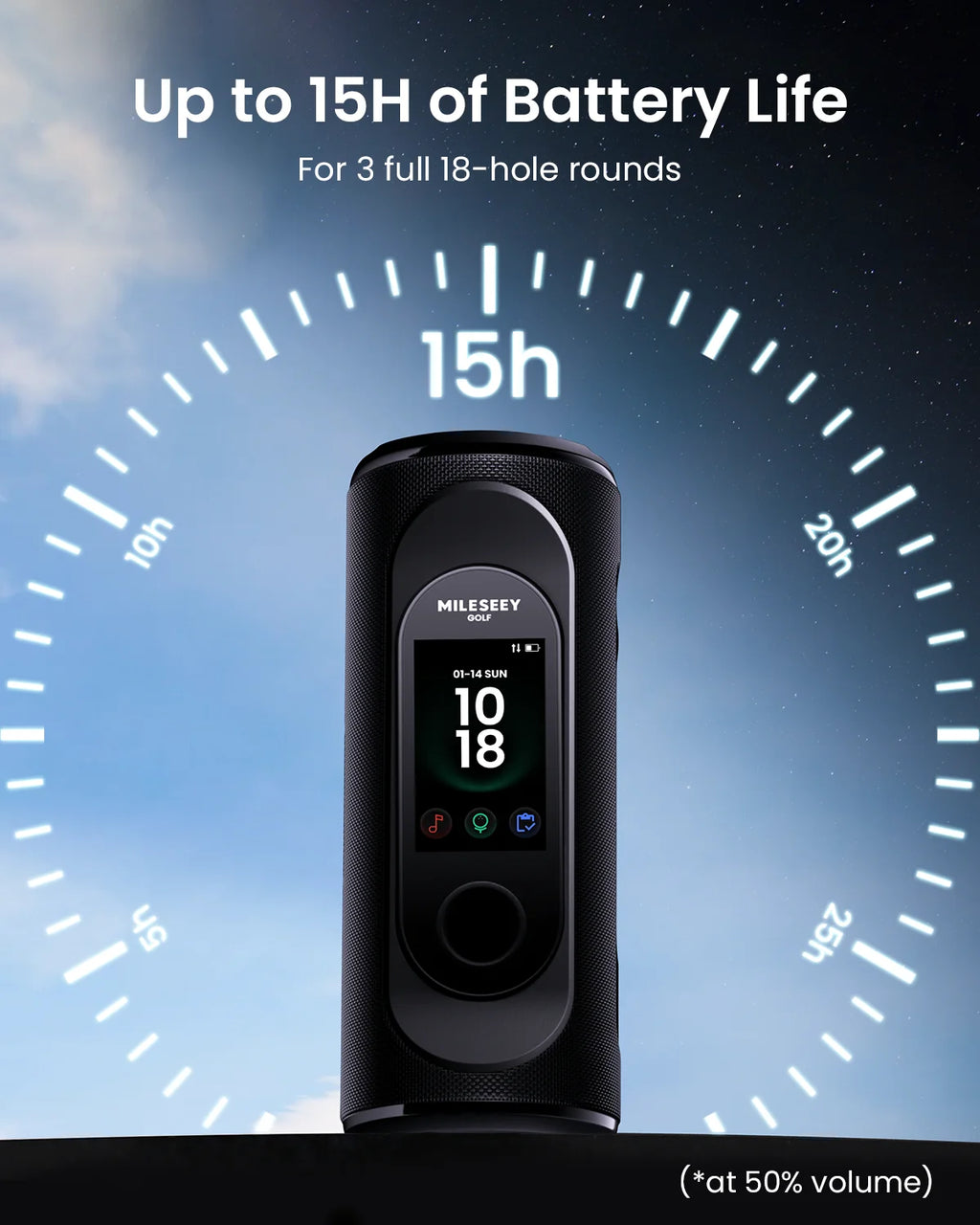 MiLESEEY Golf Speaker GeneSonic Pro with Detachable GPS Rangefinder, 43000+ Courses, View & Audible Distances,Touchscreen